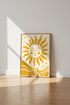 Boho Sun Face Wall Art | Yellow Celestial Poster, Minimalist Nursery Decor