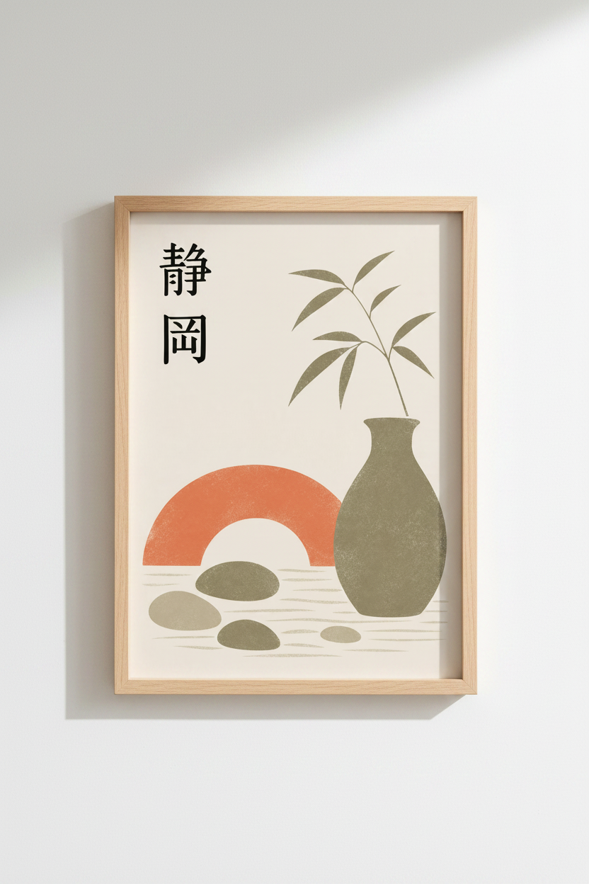 Minimalist Wall Art | Neutral Palette, Japandi Aesthetic | Living Room Decor