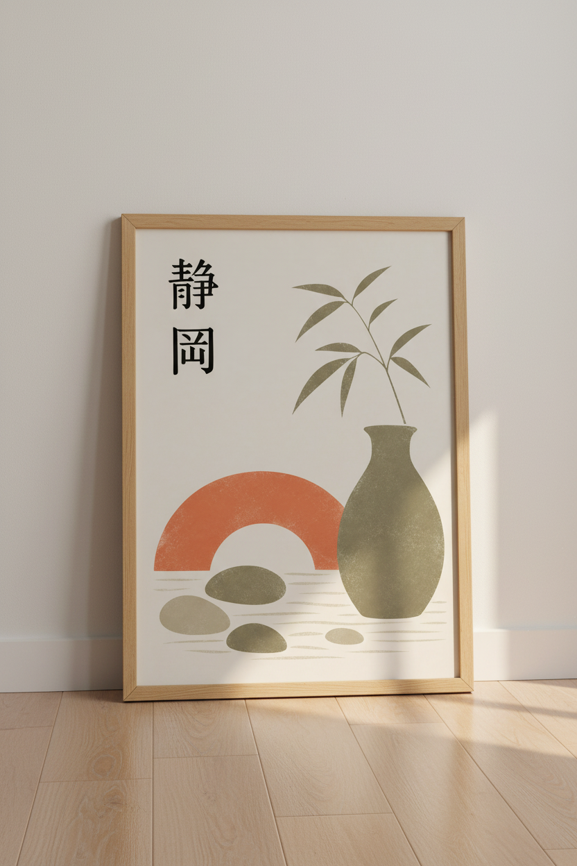 Minimalist Wall Art | Neutral Palette, Japandi Aesthetic | Living Room Decor