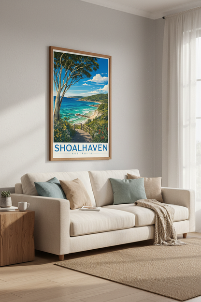 Shoalhaven Australia Travel Poster | Coastal Beach Wall Art, Modern Home Decor