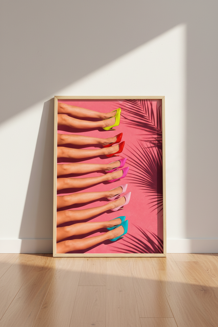 Colorful High Heel Wall Art Print | Living Room Decor | Bold Poster