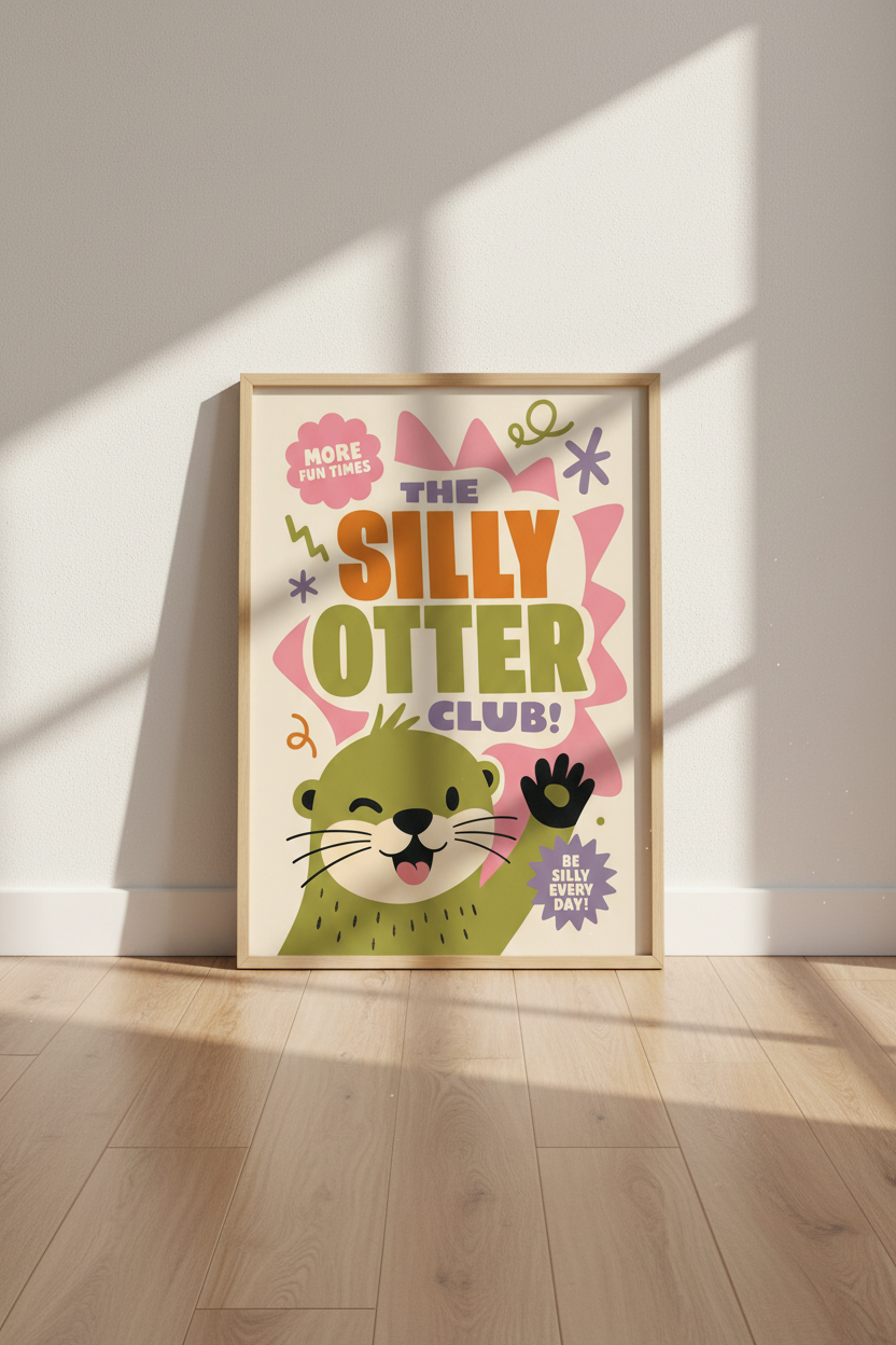 The Silly Otter Club Print | Retro Colorful Animal Art, Nursery &amp; Playroom Decor