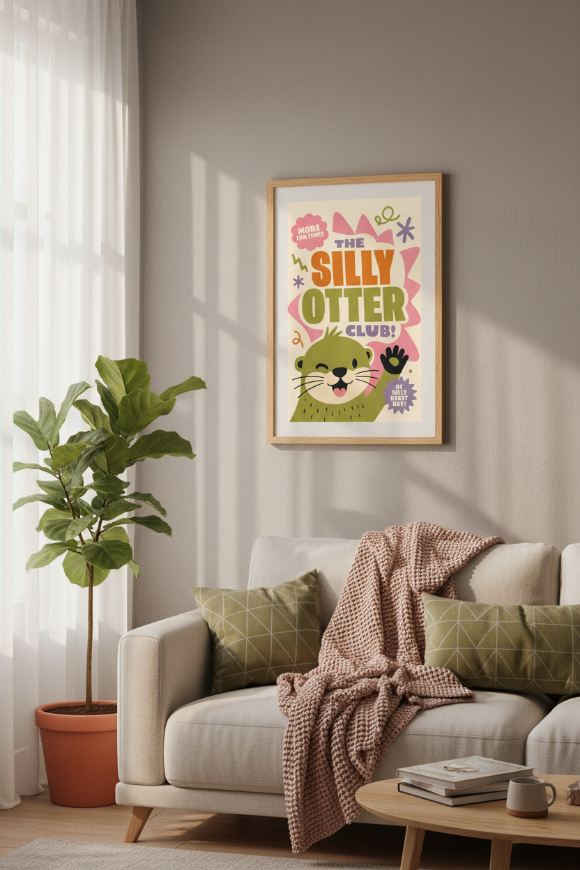 The Silly Otter Club Print | Retro Colorful Animal Art, Nursery &amp; Playroom Decor