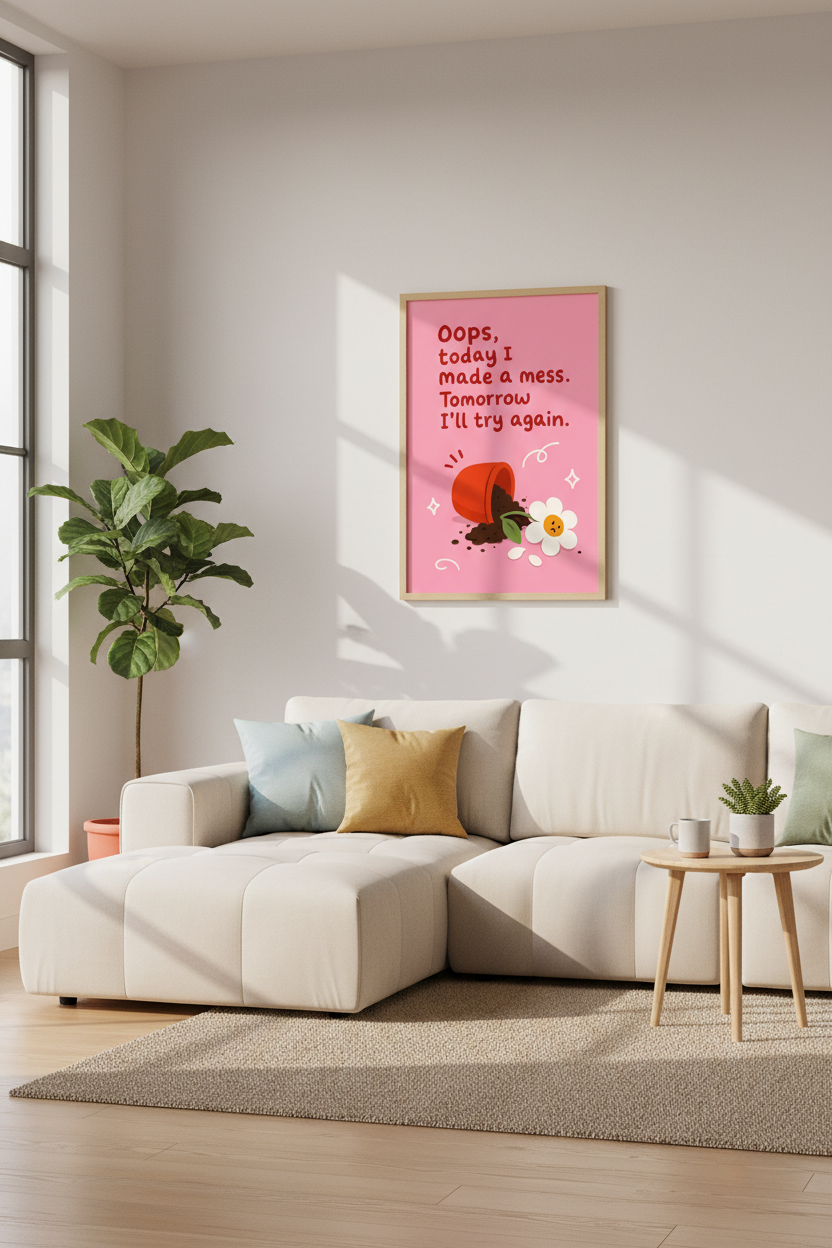 Positive Affirmation Quote Wall Art | Pink Aesthetic Decor | Motivational Poster Print
