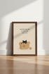 Funny Black Cat Art Print | Overthinking Is Boring Poster | Cute Office Decor