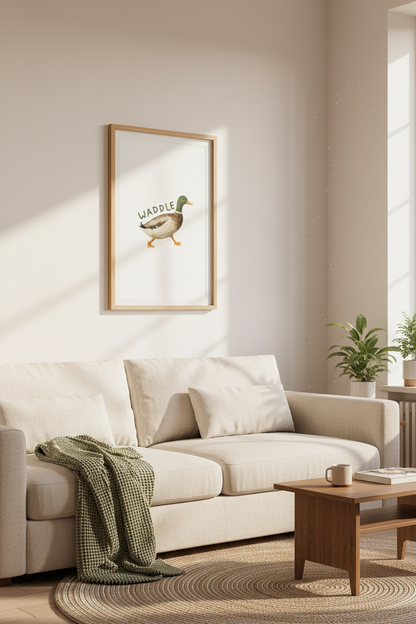Watercolor Mallard Duck Wall Art | Nursery Decor | Waddle Aesthetic Poster