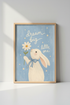Bunny Nursery Wall Art Print | Dream Big Little One | Blue Kids Room Decor