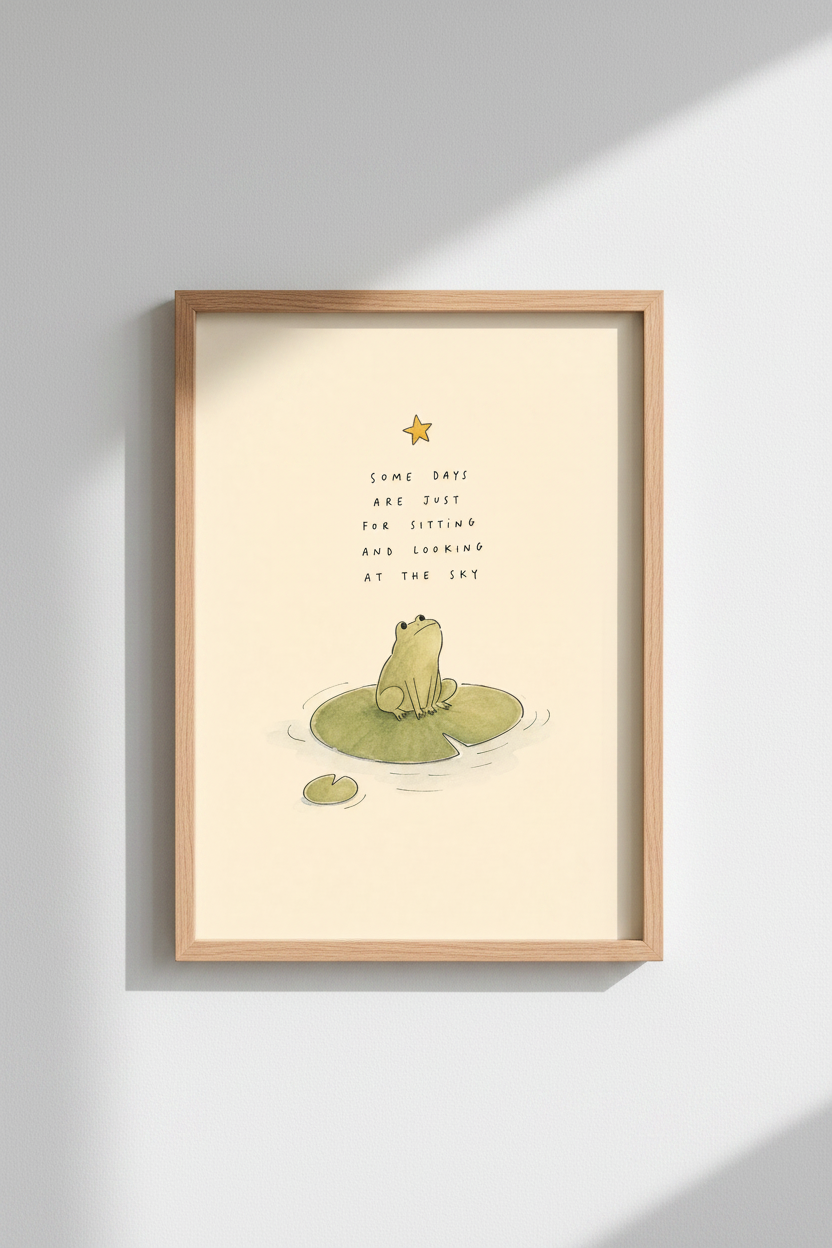 Frog Illustration Art Print | Cute Cottagecore Nursery Decor | Whimsical Animal Poster