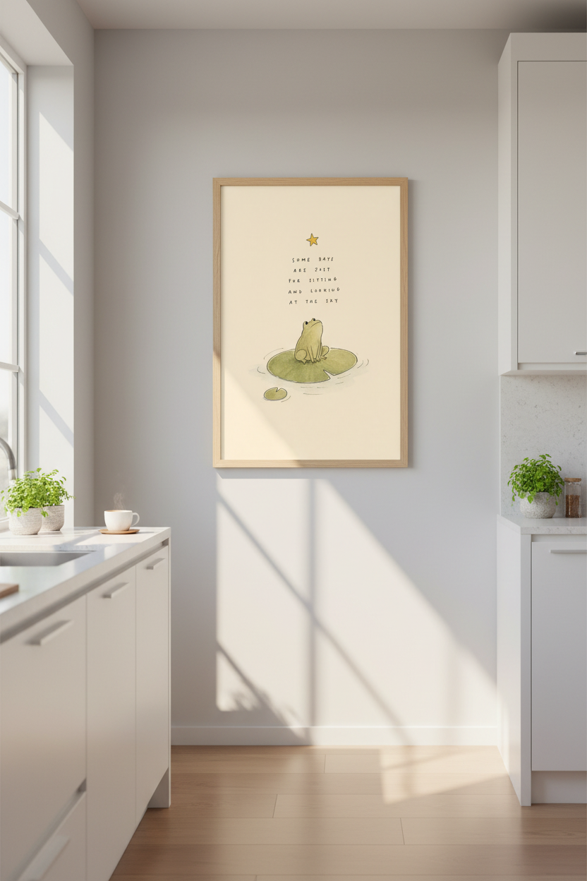Frog Illustration Art Print | Cute Cottagecore Nursery Decor | Whimsical Animal Poster