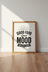 Good Food Good Mood Kitchen Wall Art | Minimalist Black & White Print, Dining Decor