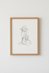 Minimalist Woman with Wine Line Art Print | Chic Kitchen Decor | French Aesthetic Poster