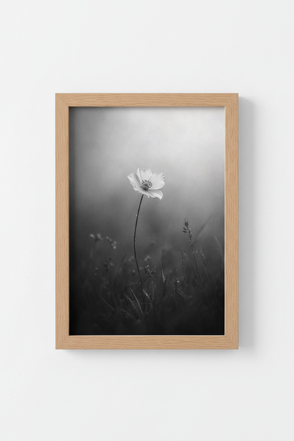 Moody Floral Wall Art | Black and White Botanical Print, Minimalist Bedroom Decor
