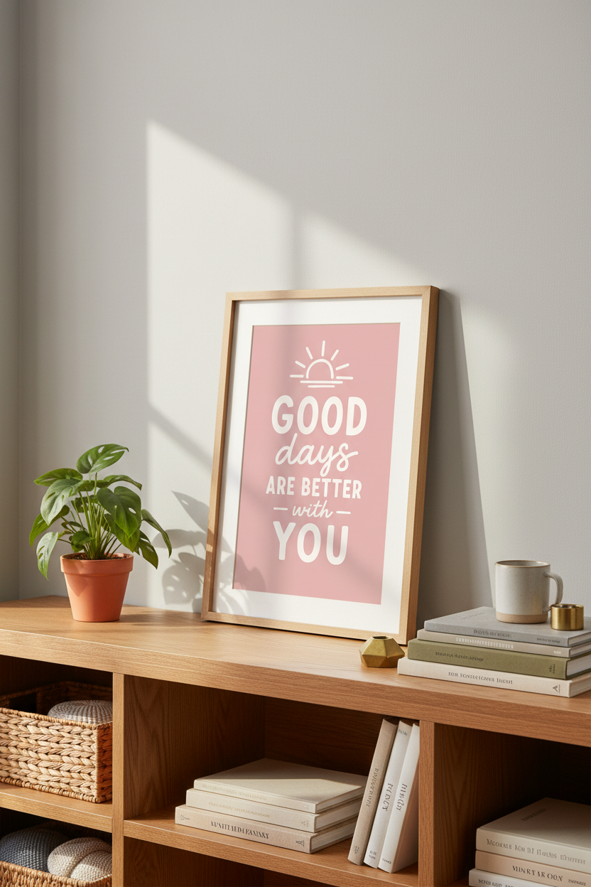 Pastel Pink Wall Art | Cozy Living Room Decor | Soft Aesthetic Poster
