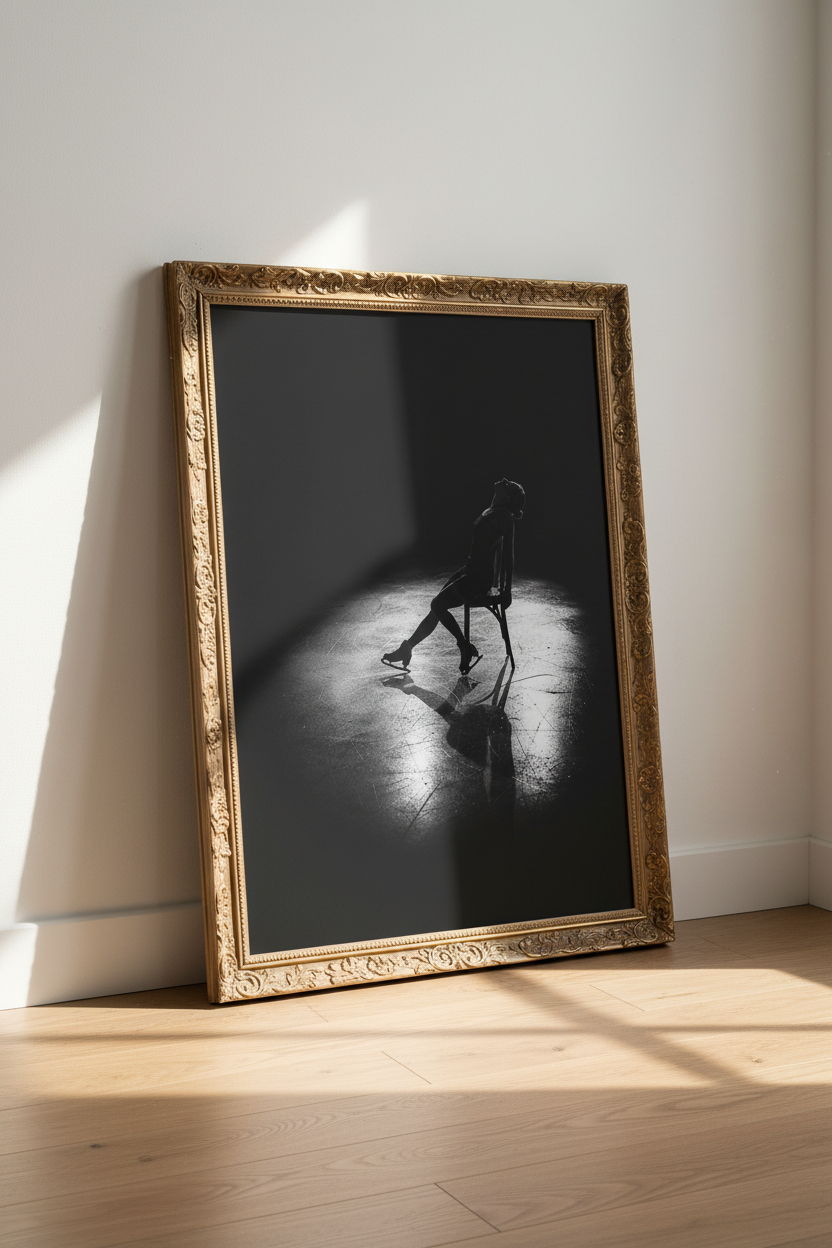 Figure Skating | Monochrome Photography, Dance Wall Art | Minimalist Poster