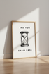 This Too Shall Pass Hourglass Wall Art | Minimalist Quote Poster | Vintage Ink Style