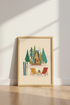 A-Frame Ski Cabin Wall Art | Winter Mountain Decor | Cozy Hygge Poster
