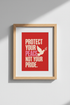 Protect Your Peace Poster | Bold Red, Dove Graphic, Living Room Decor