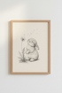 Bunny & Dandelion Wall Art | Charcoal Sketch Nursery Decor | Woodland Poster