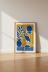 Abstract Heron Wall Art | Blue and Gold Matisse Style Print, Modern Coastal Decor