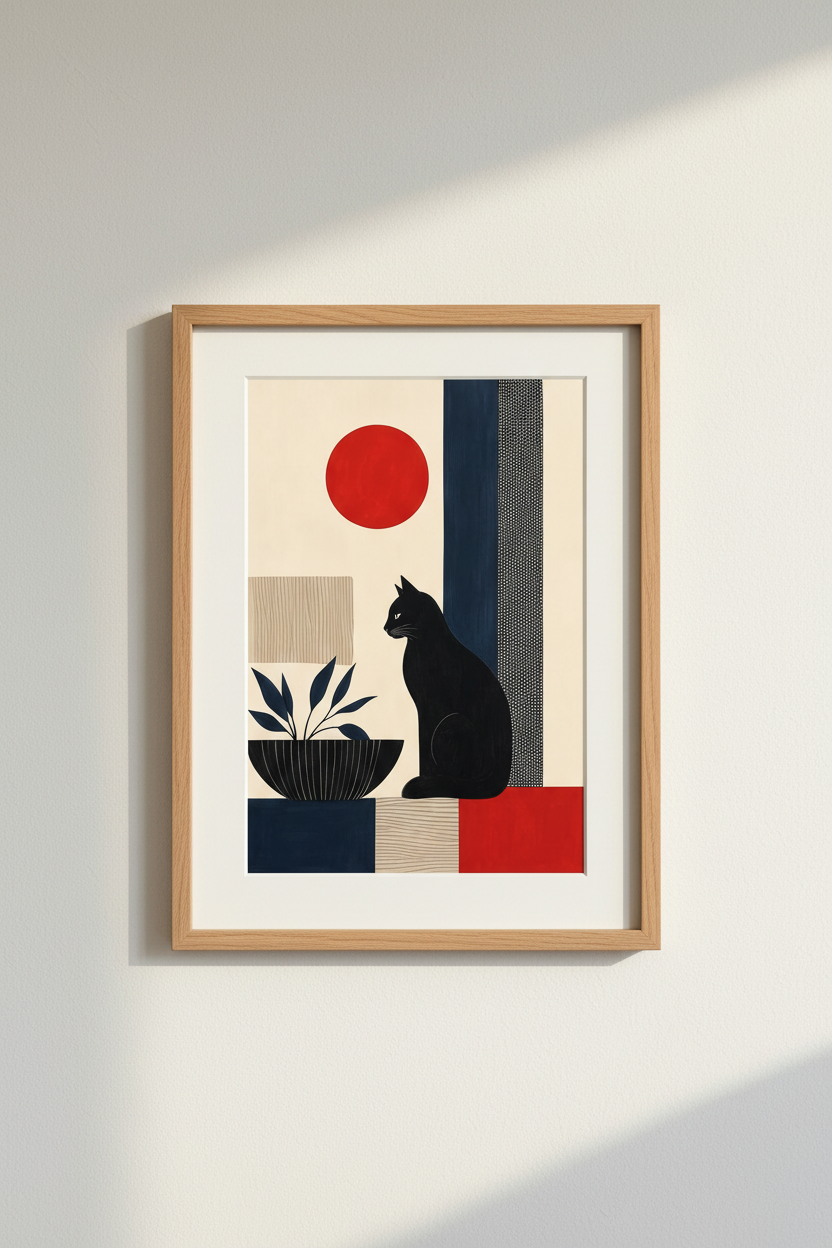 Abstract Cat Wall Art Print | Living Room Decor | Modern Poster
