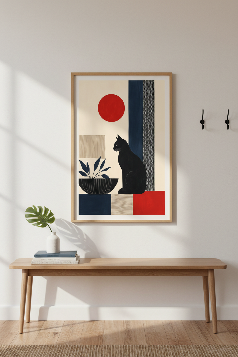 Abstract Cat Wall Art Print | Living Room Decor | Modern Poster