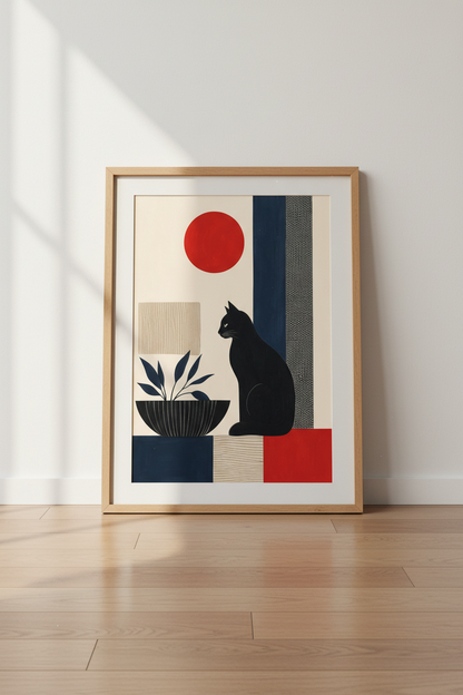 Abstract Cat Wall Art Print | Living Room Decor | Modern Poster