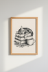 Sleeping Cat on Books Wall Art | Library Decor | Dark Academia Poster
