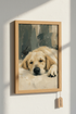 Golden Retriever Oil Painting | Cream & Gold Dog Portrait, Living Room Wall Art