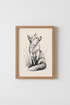 Fox Sketch Wall Art | Black and White Ink Drawing, Woodland Nursery Decor Poster