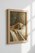 Golden Retriever Art Print | Sleeping Dog Oil Painting, Neutral Nursery Decor