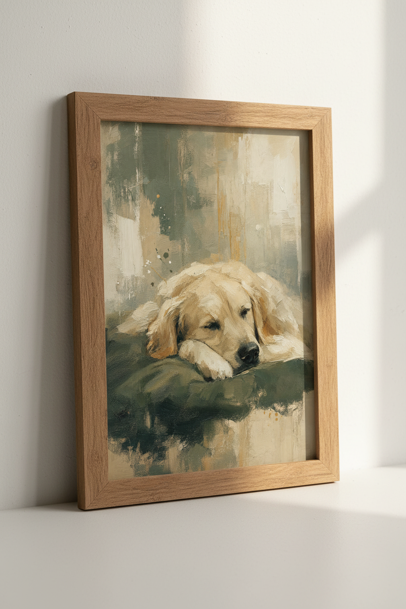 Golden Retriever Painting | Impressionist Dog Wall Art, Bedroom Decor Poster
