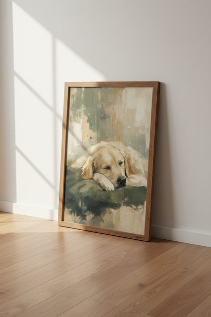 Golden Retriever Painting | Impressionist Dog Wall Art, Bedroom Decor Poster