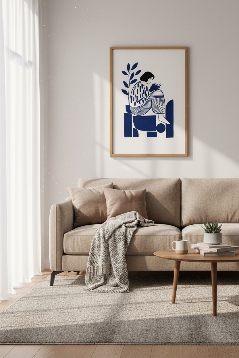Line drawing Wall Art Print | Living Room Decor | Monochrome Poster