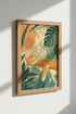 Sleeping Orange Cat | Tropical Botanical Leaves, Boho Nursery Wall Art Poster