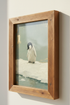 Baby Penguin Oil Painting | Sage Green & Gold Leaf Art, Modern Nursery Decor