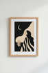 Minimalist Line Moonlit Woman Wall Art Print | Living Room Decor | Monochrome Poster
