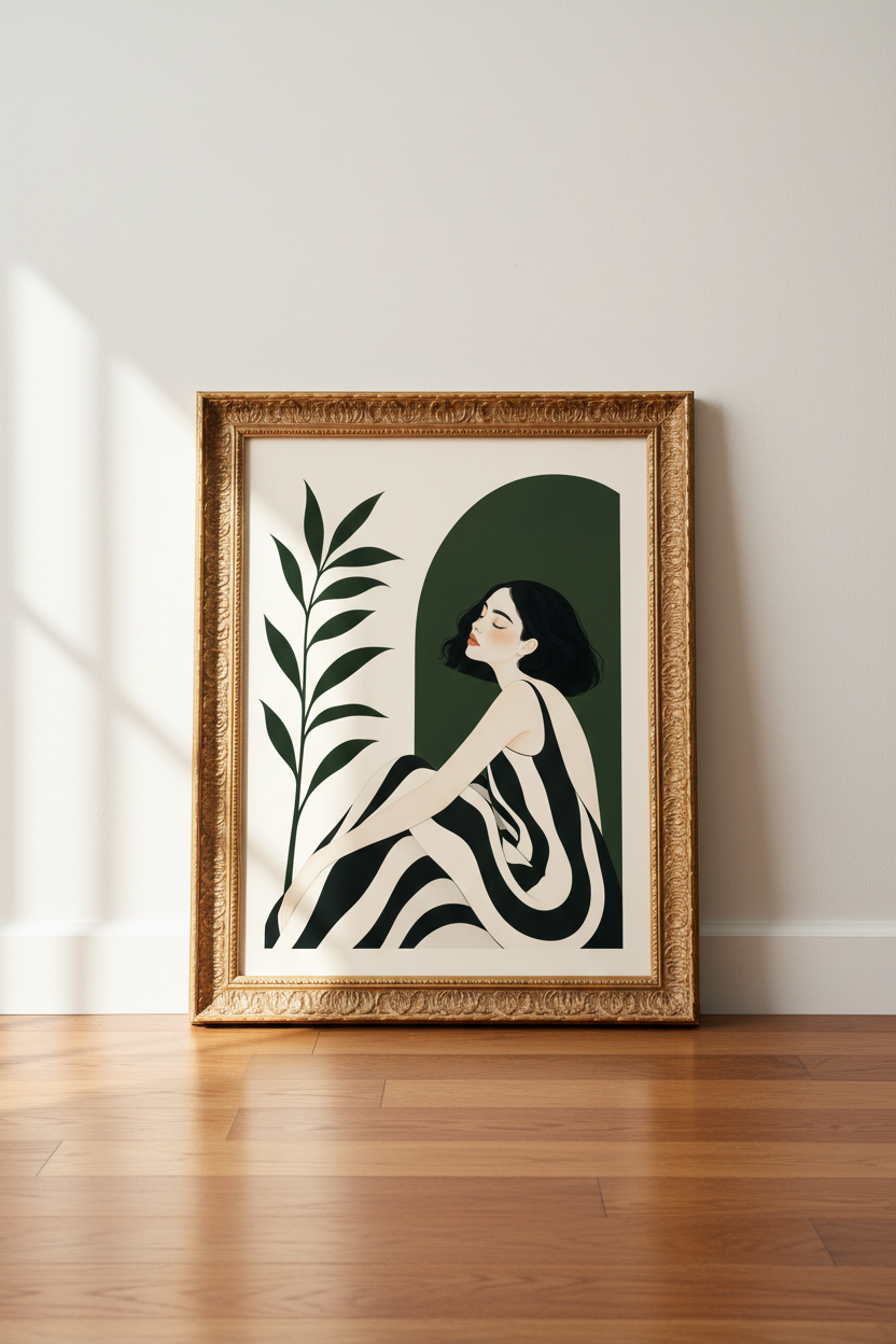 Minimalist line art | Black &amp; cream palette, living room decor