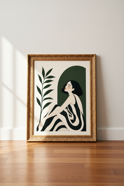 Minimalist line art | Black &amp; cream palette, living room decor