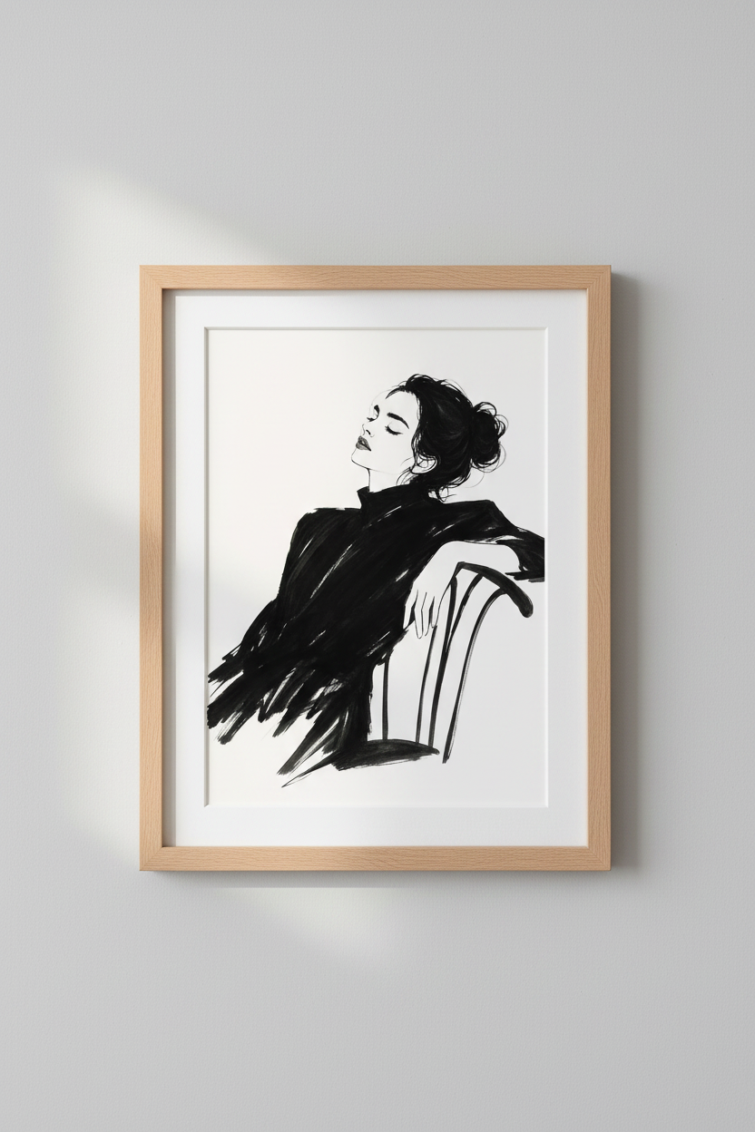 Line Drawing Wall Art Print | Living Room Decor | Monochrome Poster