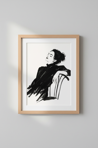 Line Drawing Wall Art Print | Living Room Decor | Monochrome Poster