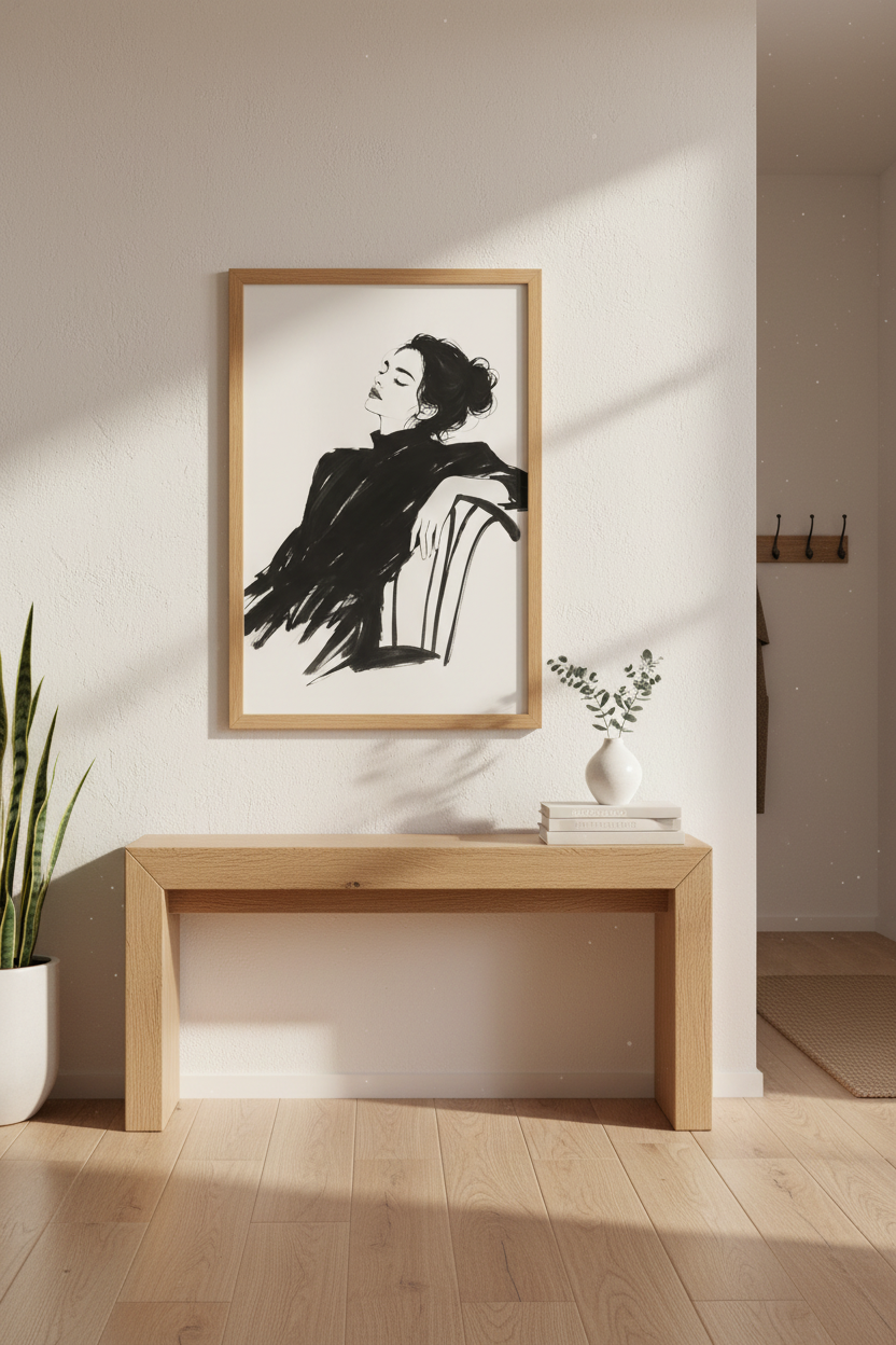 Line Drawing Wall Art Print | Living Room Decor | Monochrome Poster