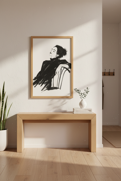 Line Drawing Wall Art Print | Living Room Decor | Monochrome Poster