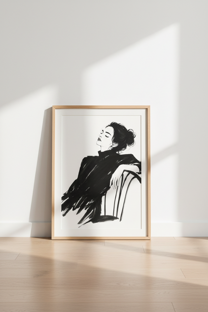 Line Drawing Wall Art Print | Living Room Decor | Monochrome Poster