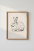 Vintage Bunny Sketch Wall Art | Rustic Rabbit Drawing | Nursery Farmhouse Poster