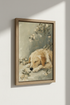 Golden Retriever Puppy Oil Painting | Muted Sage & Cream Decor, Nursery Wall Art