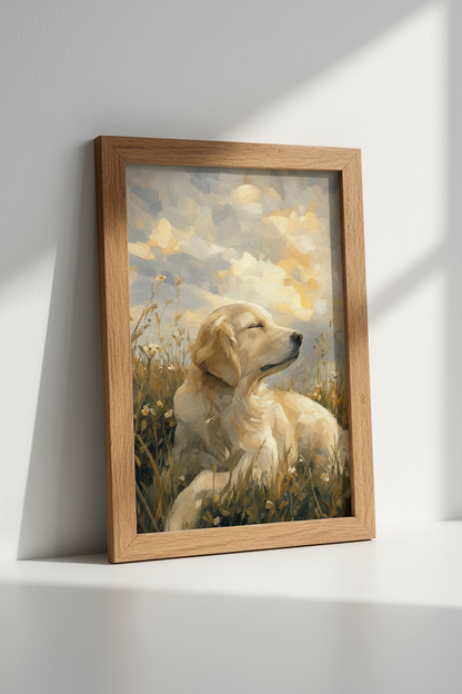 Golden Retriever Wall Art Print | Dog Portrait Decor | Impressionist Poster