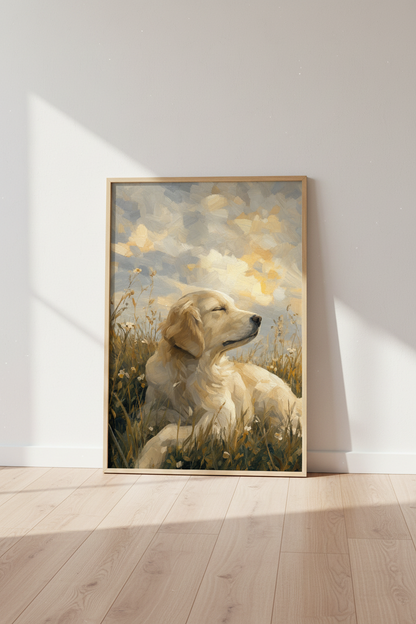 Golden Retriever Wall Art Print | Dog Portrait Decor | Impressionist Poster