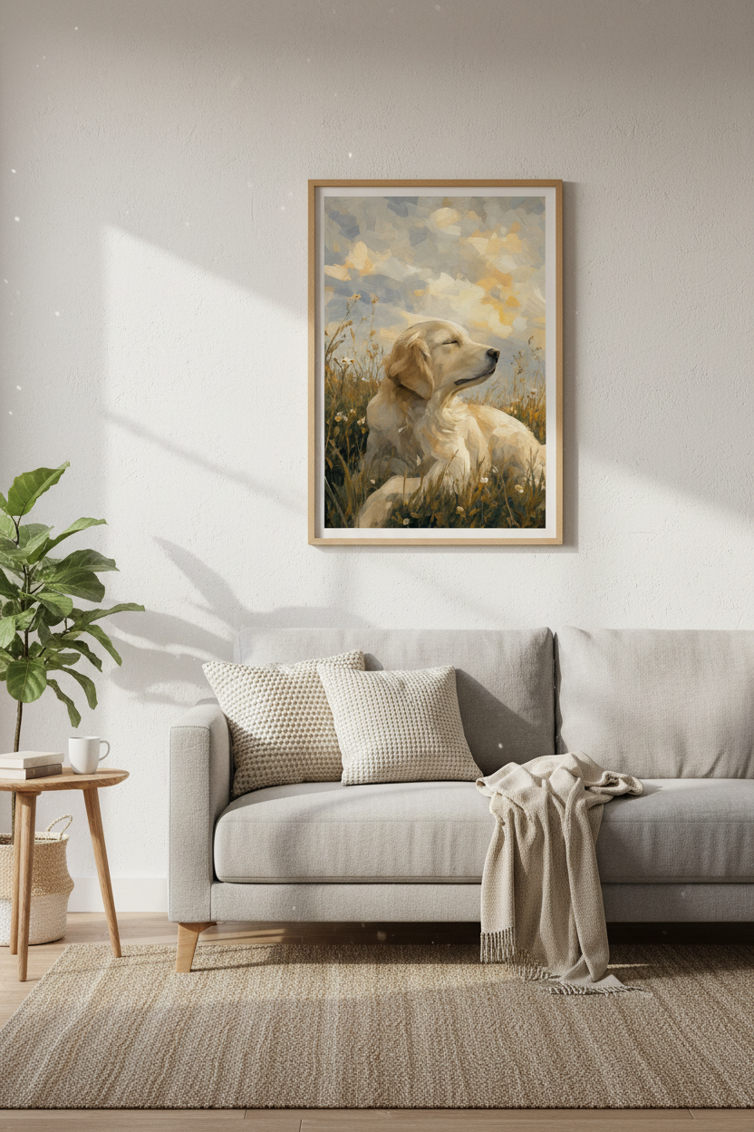 Golden Retriever Wall Art Print | Dog Portrait Decor | Impressionist Poster