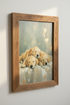 Sleeping Golden Retriever Puppies | Sage Green & Gold Oil Painting, Nursery Wall Art