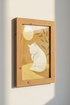 White Cat Moonlit Folk Art | Mustard Yellow Poster, Bedroom & Nursery Wall Decor